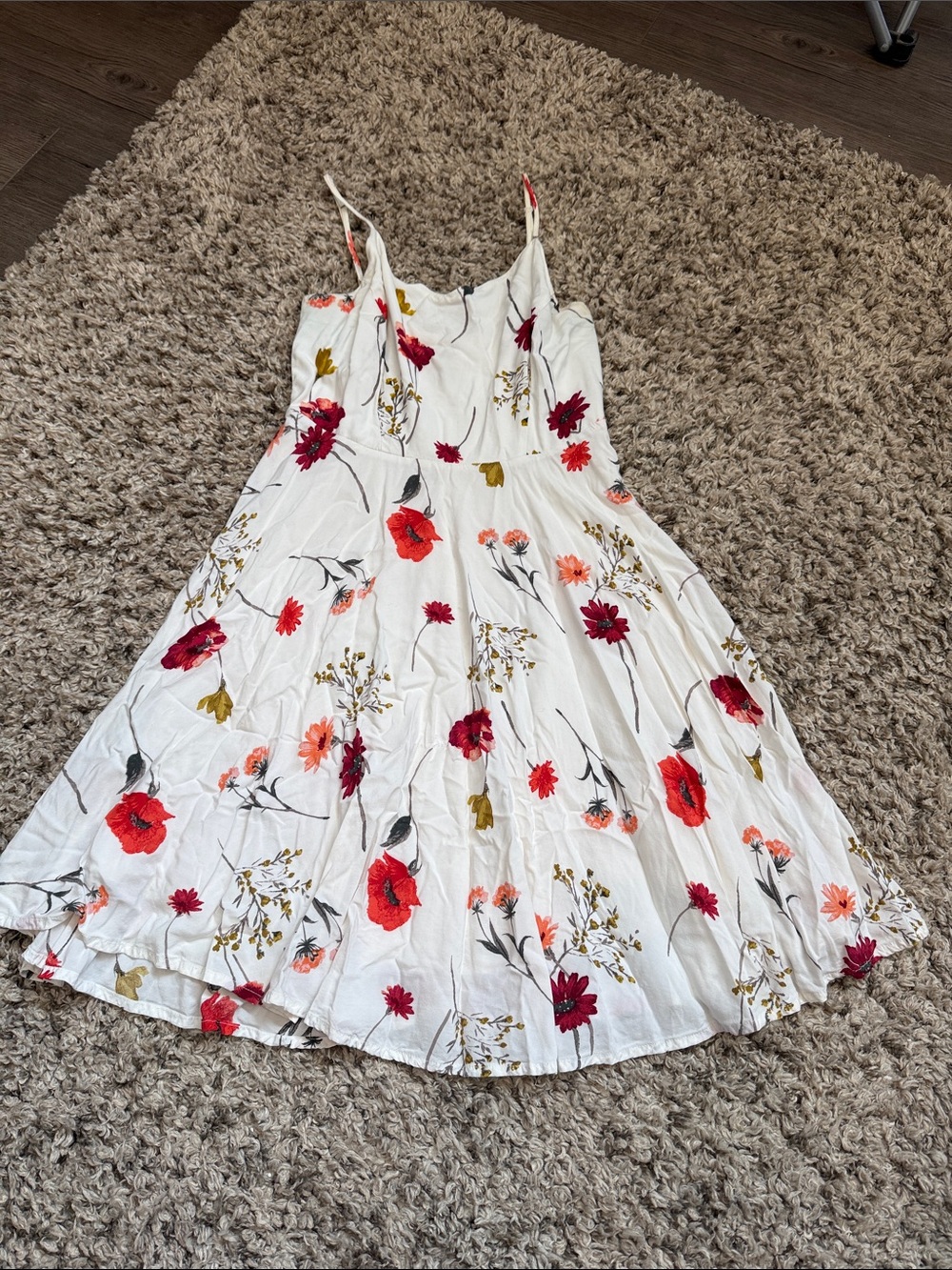 Old Navy White Sundress with Red & Pink Floral Print